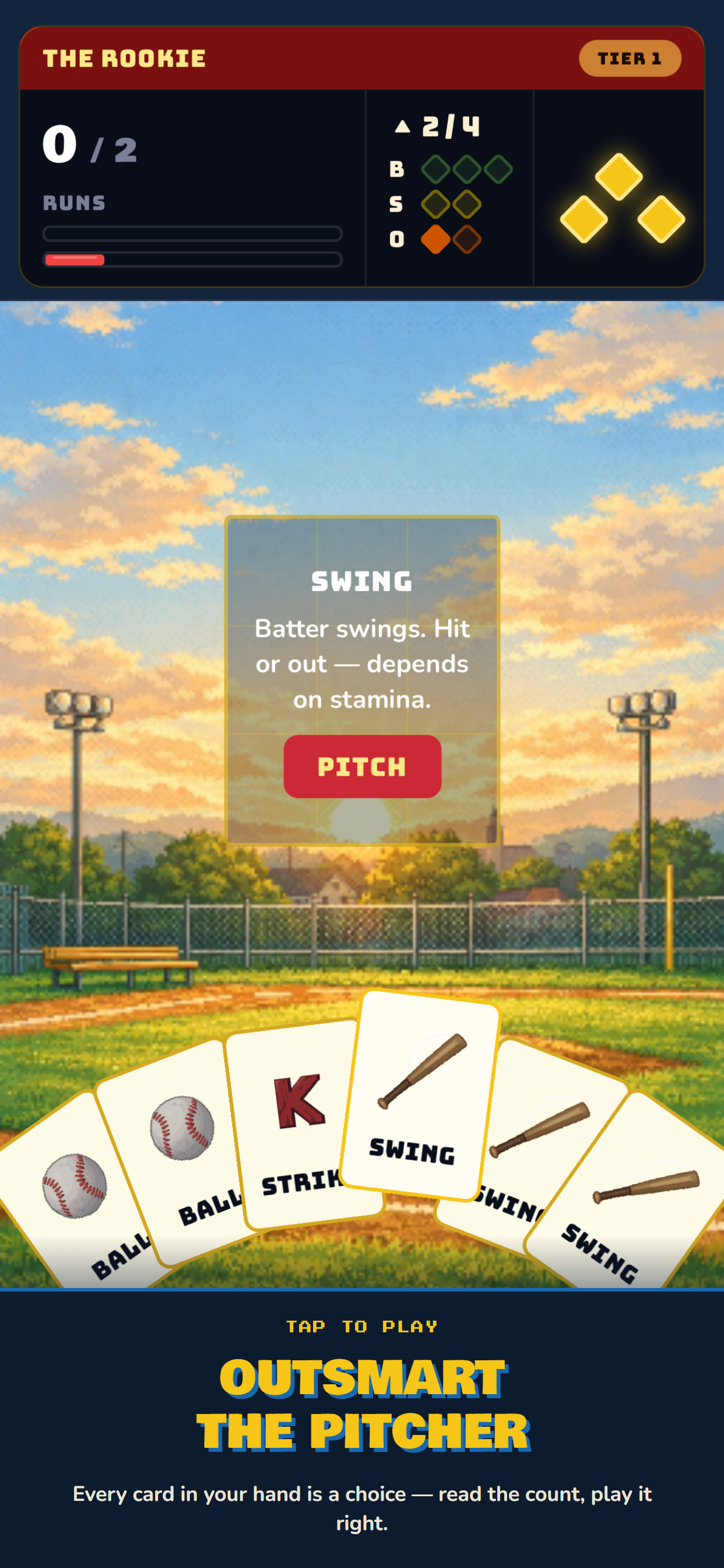 Core gameplay — playing a card during an at-bat